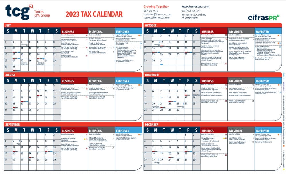 tax calendar snapshot